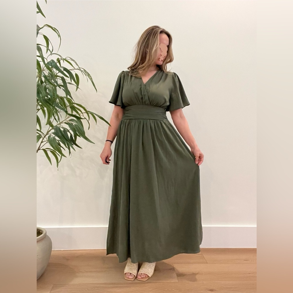 Green long maxi dress